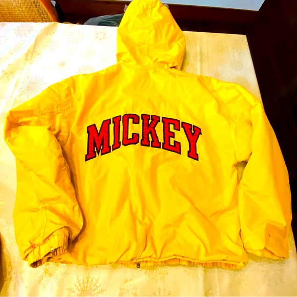 Disney Other - Disneyland Disney Vintage Windbreaker Jacket Size M Yellow Mickey Spellout Hood